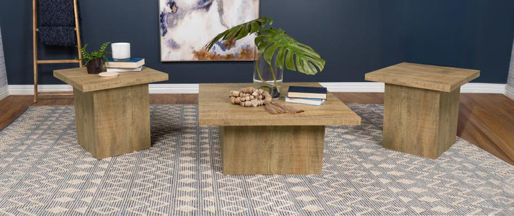 Devar - 3 Piece Square Coffee And End Table Set - Mango Table Set modern furniture Contempo Furniture