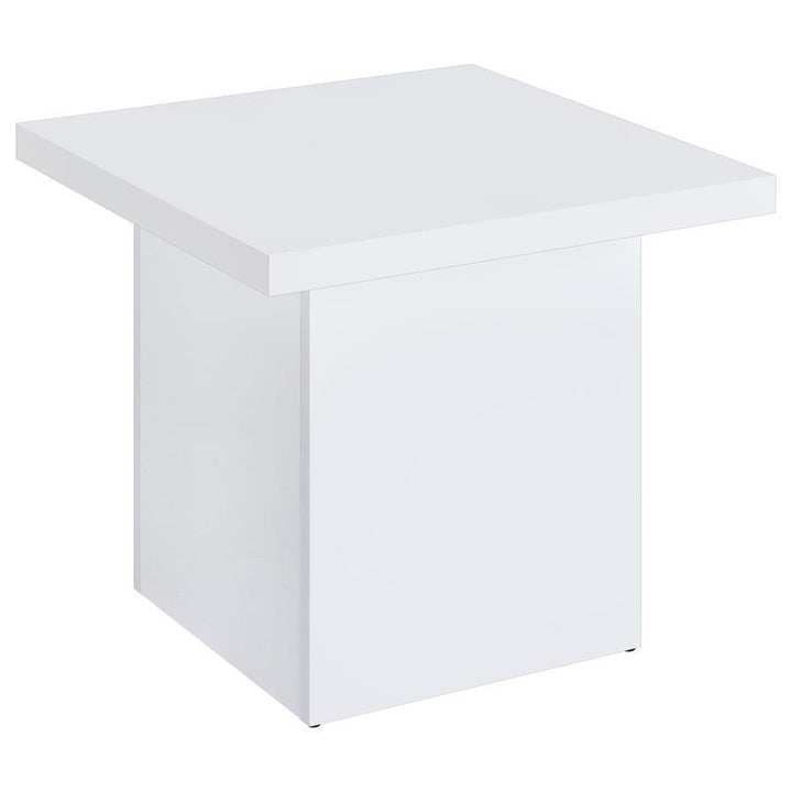Devar - 3 Piece Square Coffee End Table Set - White High Gloss Table Set modern furniture Contempo Furniture