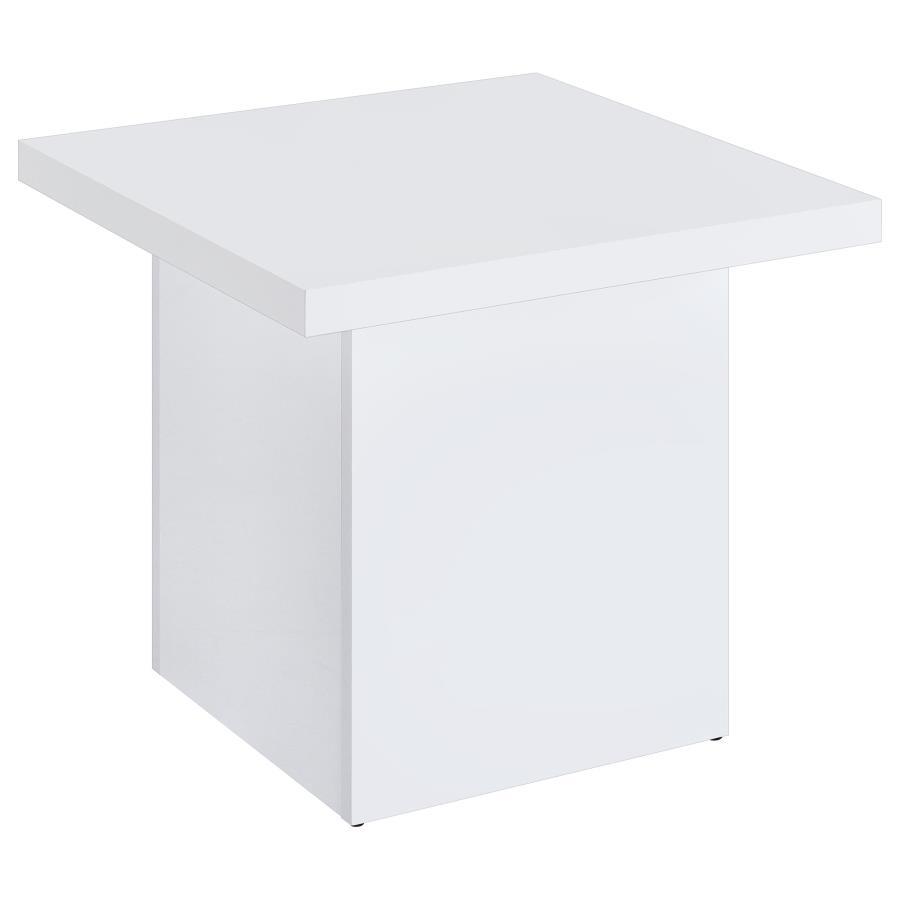 Devar - 3 Piece Square Coffee End Table Set - White High Gloss Table Set modern furniture Contempo Furniture