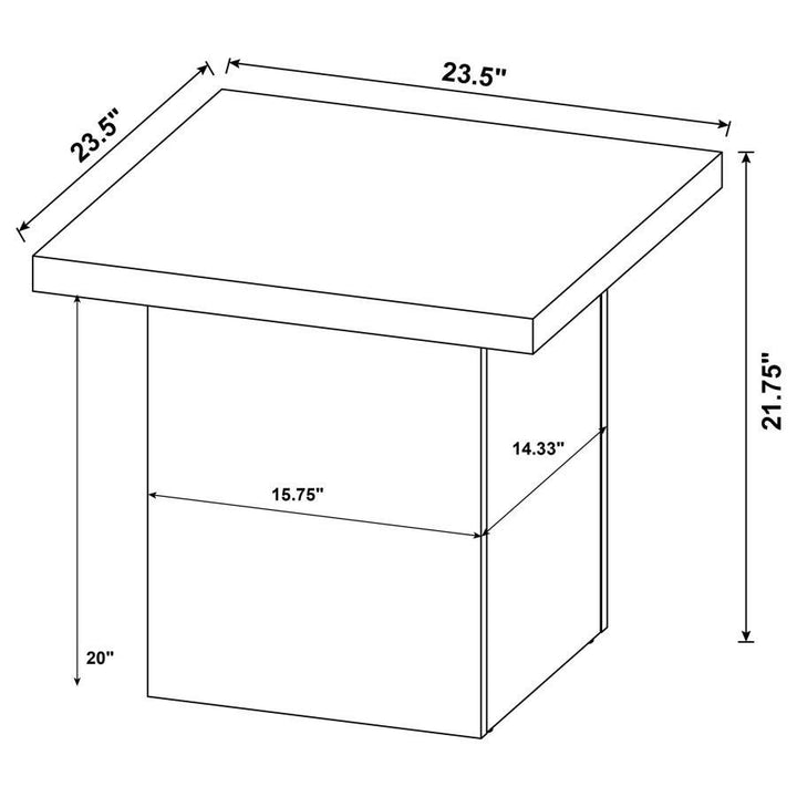 Devar - Square Engineered Laminate End Side Table - Black End Table modern furniture Contempo Furniture