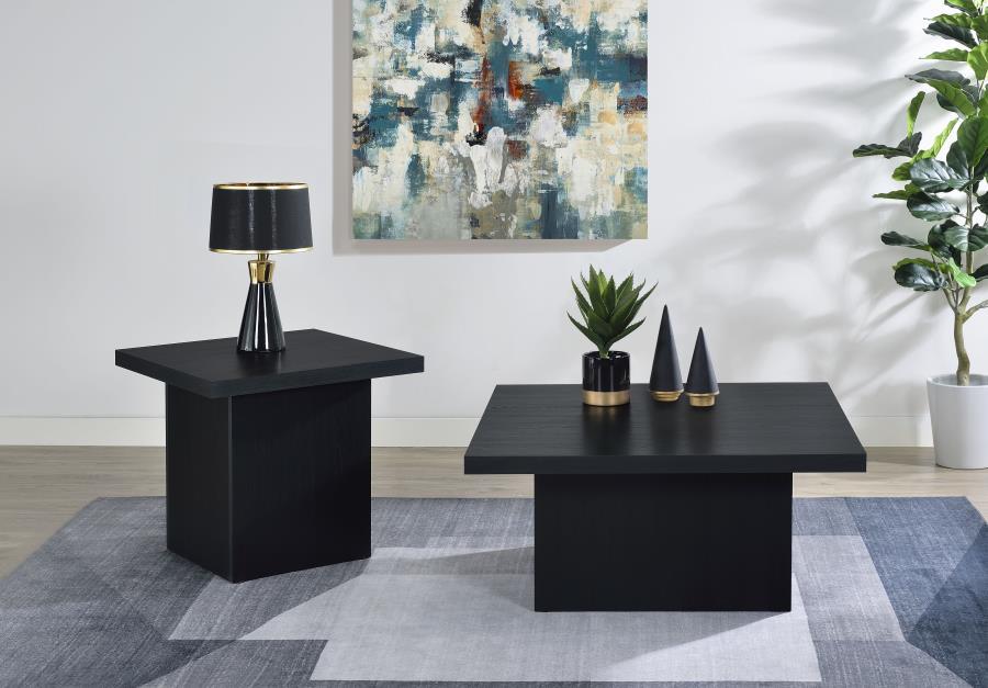 Devar - Square Engineered Wood Cocktail Coffee Table - Black Coffee Table modern furniture Contempo Furniture
