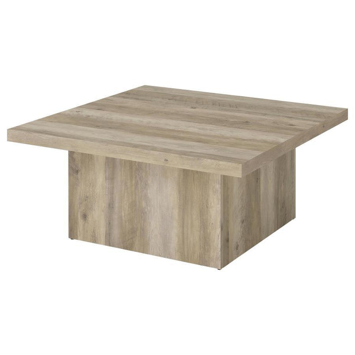 Devar - Square Engineered Wood Coffee Table - Distressed Pine Coffee Table modern furniture Contempo Furniture