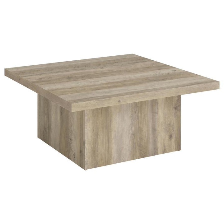 Devar - Square Engineered Wood Coffee Table - Distressed Pine Coffee Table modern furniture Contempo Furniture