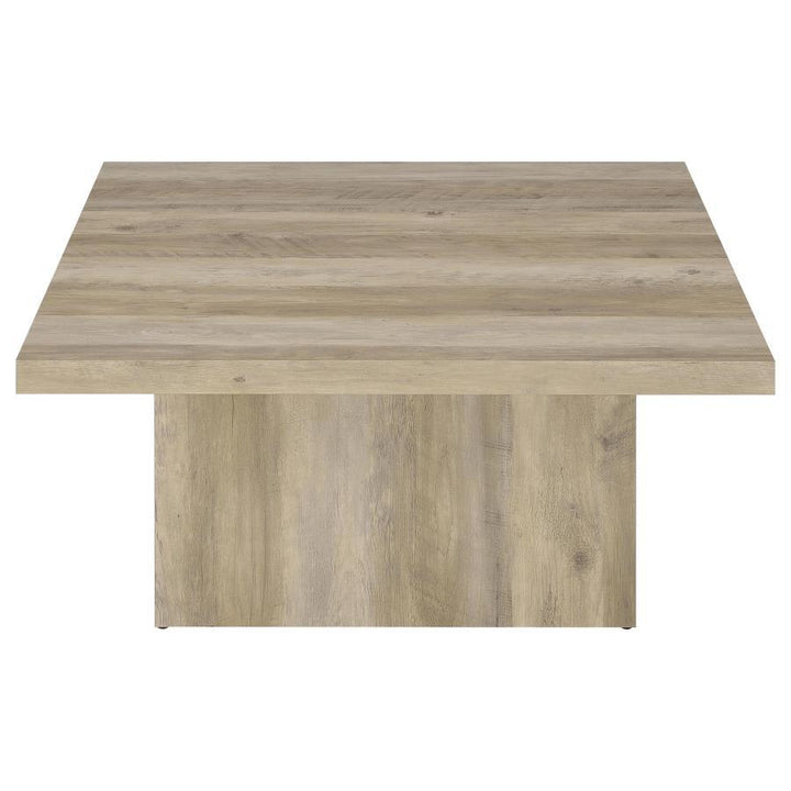 Devar - Square Engineered Wood Coffee Table - Distressed Pine Coffee Table modern furniture Contempo Furniture