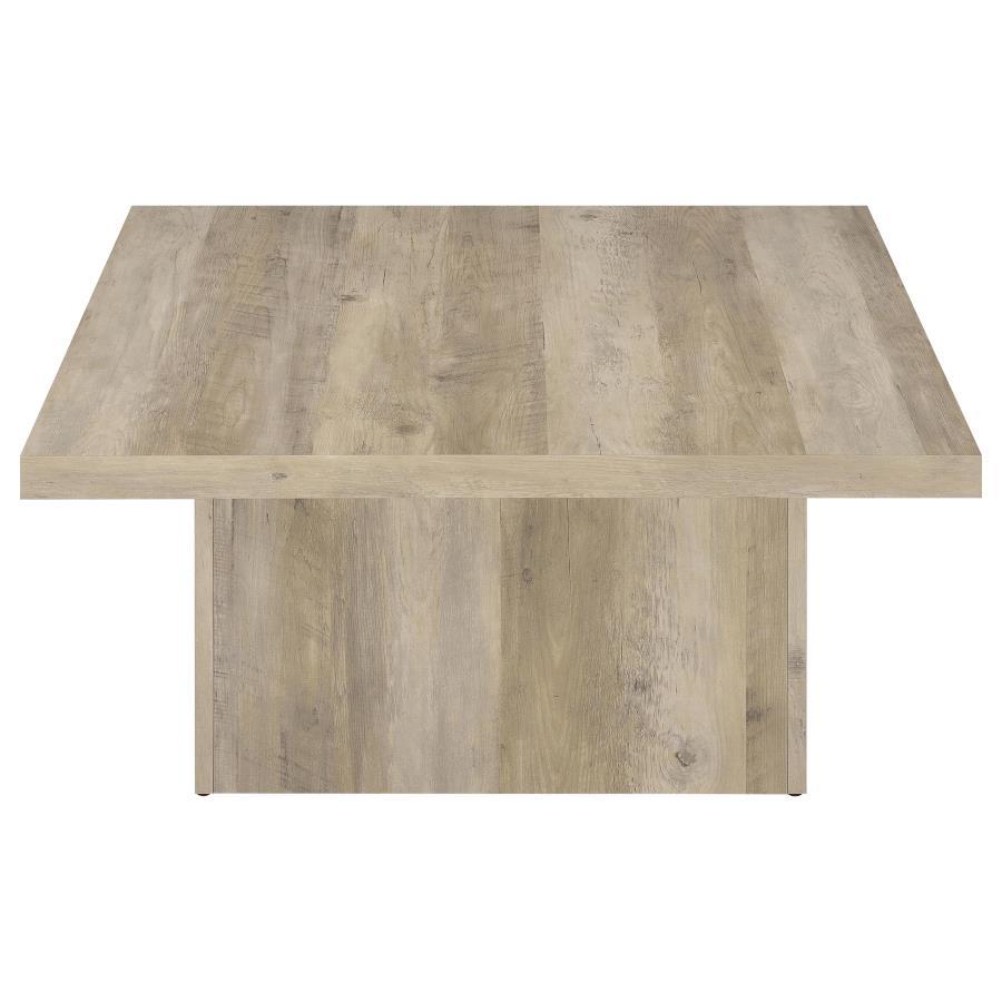 Devar - Square Engineered Wood Coffee Table - Distressed Pine Coffee Table modern furniture Contempo Furniture