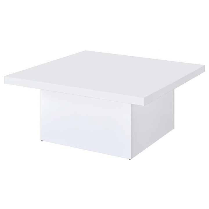 Devar - Square Engineered Wood Coffee Table - White High Gloss Coffee Table modern furniture Contempo Furniture