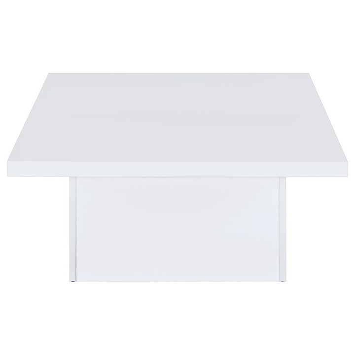 Devar - Square Engineered Wood Coffee Table - White High Gloss Coffee Table modern furniture Contempo Furniture