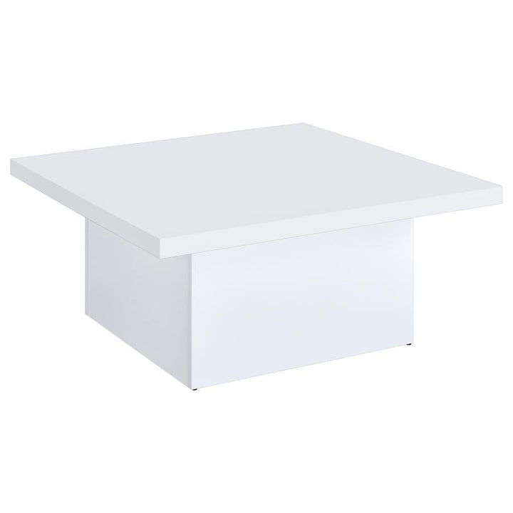 Devar - Square Engineered Wood Coffee Table - White High Gloss Coffee Table modern furniture Contempo Furniture