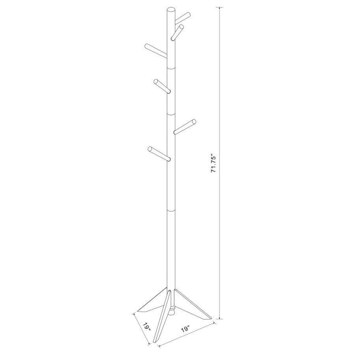 Devlin - 6 Hook Freestanding Wood Coat Rack Hat Hanger - Gray Freestanding Coat Rack modern furniture Contempo Furniture