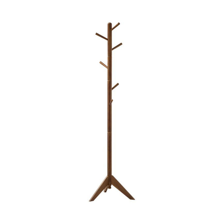 Devlin - 6 Hook Freestanding Wood Coat Rack Hat Hanger - Walnut Freestanding Coat Rack modern furniture Contempo Furniture