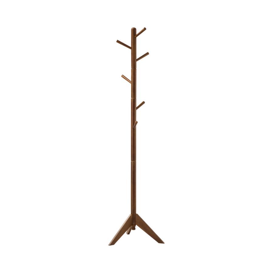Devlin - 6 Hook Freestanding Wood Coat Rack Hat Hanger - Walnut Freestanding Coat Rack modern furniture Contempo Furniture