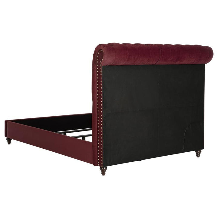 Devon - 5 Piece Queen Bedroom Set - Wine Red And Dark Oak 5 - Piece Bedroom Set modern furniture Contempo Furniture