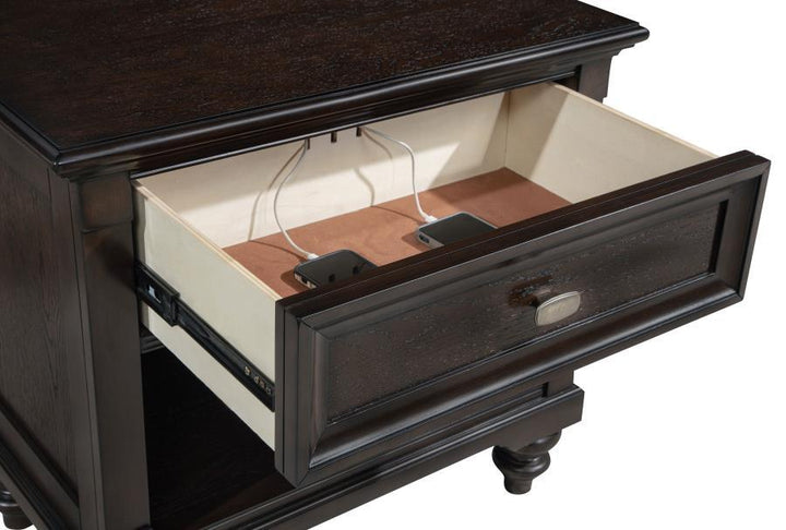 Devon - 5 Piece Queen Bedroom Set - Wine Red And Dark Oak 5 - Piece Bedroom Set modern furniture Contempo Furniture