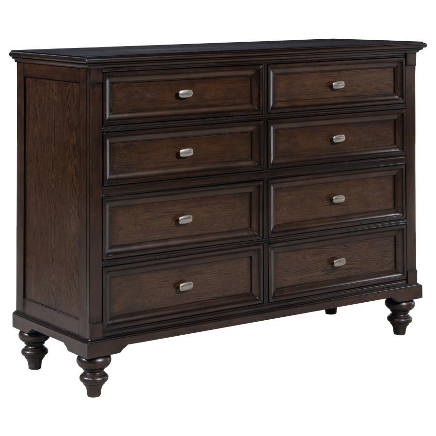Devon - 5 Piece Queen Bedroom Set - Wine Red And Dark Oak 5 - Piece Bedroom Set modern furniture Contempo Furniture