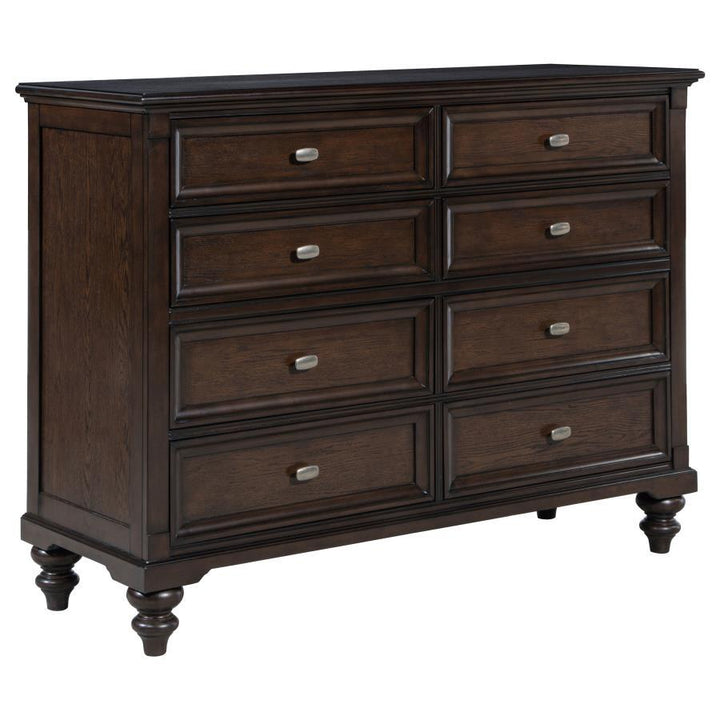 Devon - 5 Piece Queen Bedroom Set - Wine Red And Dark Oak 5 - Piece Bedroom Set modern furniture Contempo Furniture