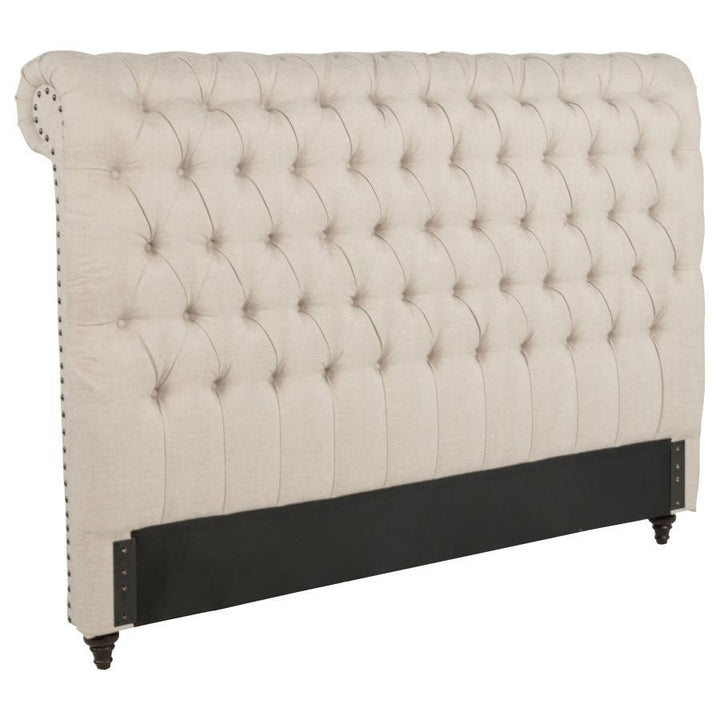 Devon - Upholstered Eastern King Panel Headboard - Beige Upholstered HeadBoard modern furniture Contempo Furniture