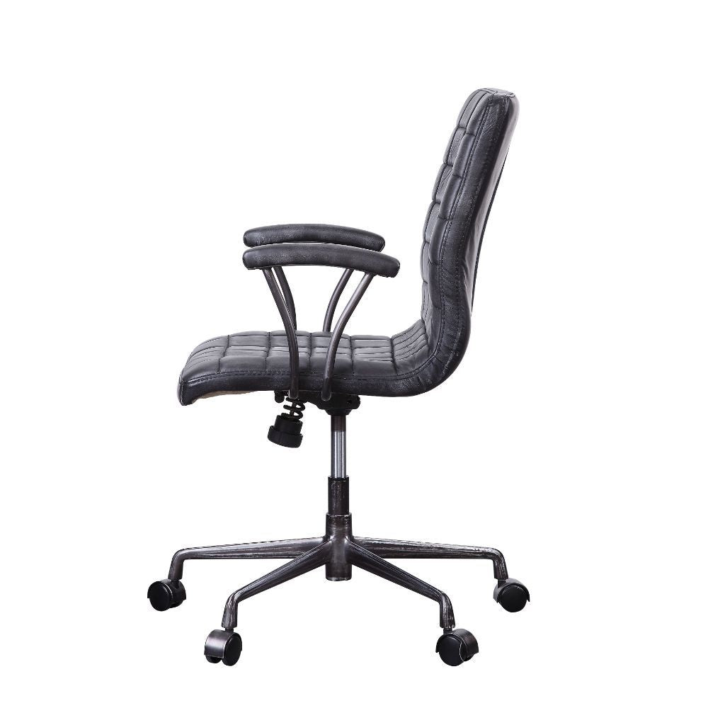 Barack - Office Chair - Vintage Black Top Grain Leather & Aluminum