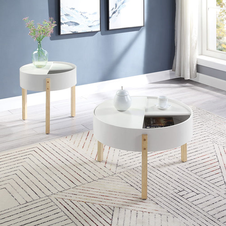 Bodfish - End Table - White & Natural