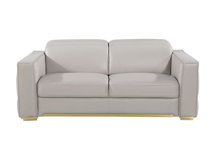 DivanItalia 1120 Loveseat with Adjustable Headrest in Top-Grain Italian Leather - Light Gray