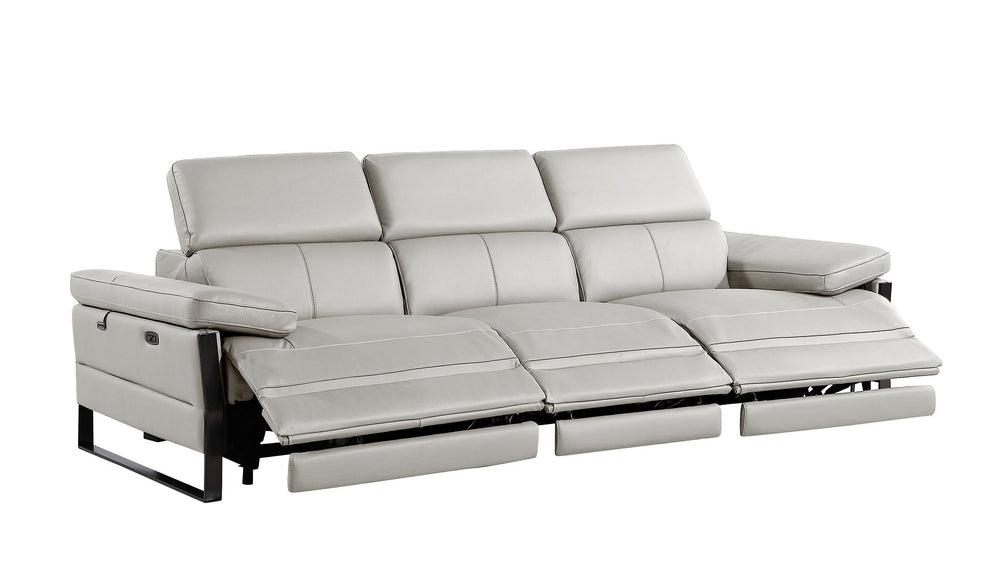 DivanItalia 1246 Modular Power Triple Reclining Sofa with Power Reclining Headrests – Top Grain Italian Leather - Light Gray