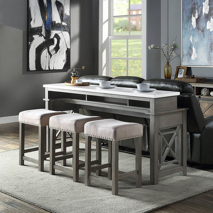 ACME Furniture Wandella 4 Piece Counter Height Table Set With USB Beige