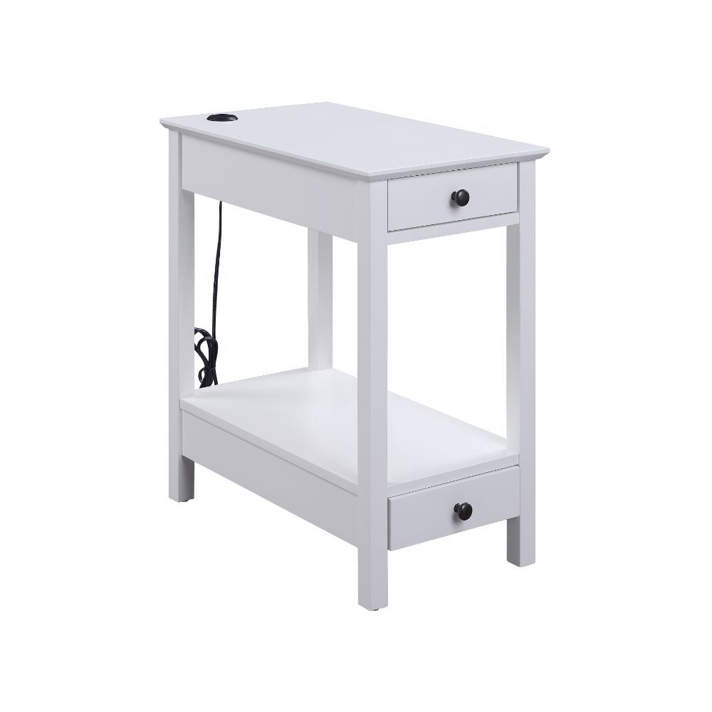 Byzad - Accent Table With USB - White