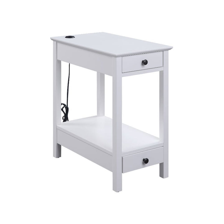 Byzad - Accent Table With USB - White
