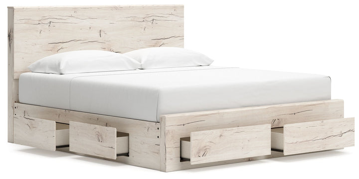 Lawroy - King Panel Bed With Storage Footboard And 2 Under Bed Storage Units - Light Natural by Ashley Furniture product image