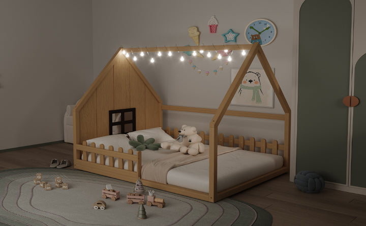 wood-house-bed-with-window-and-fence-natural