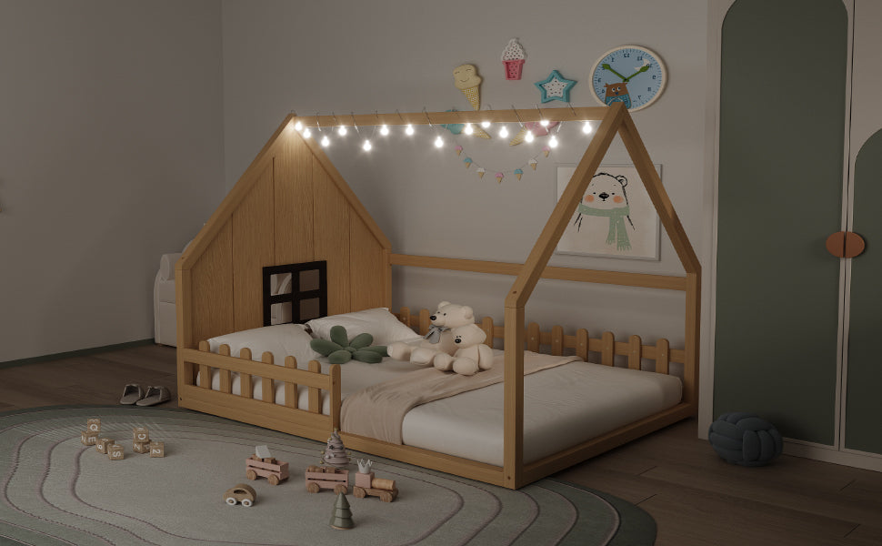 wood-house-bed-with-window-and-fence-natural