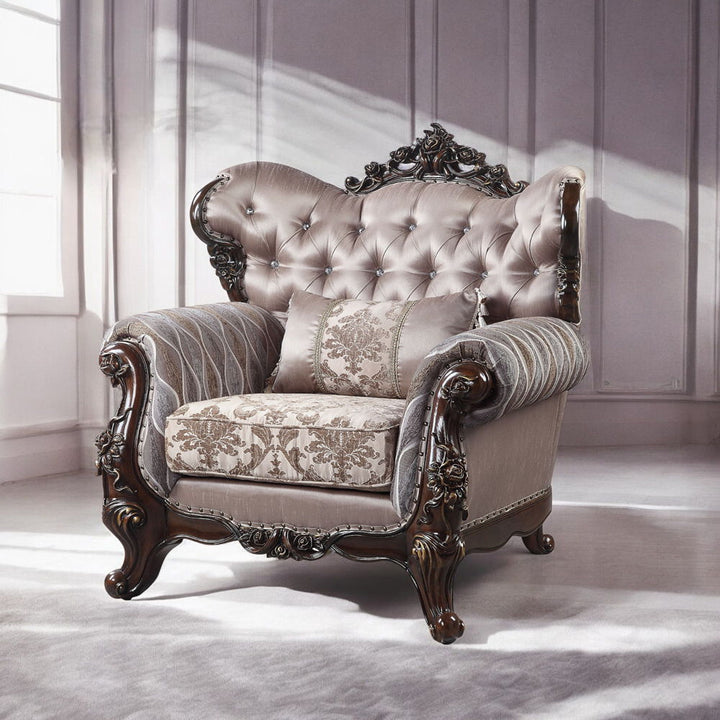 Benbek - Chair With Pillow - Fabric & Antique Oak