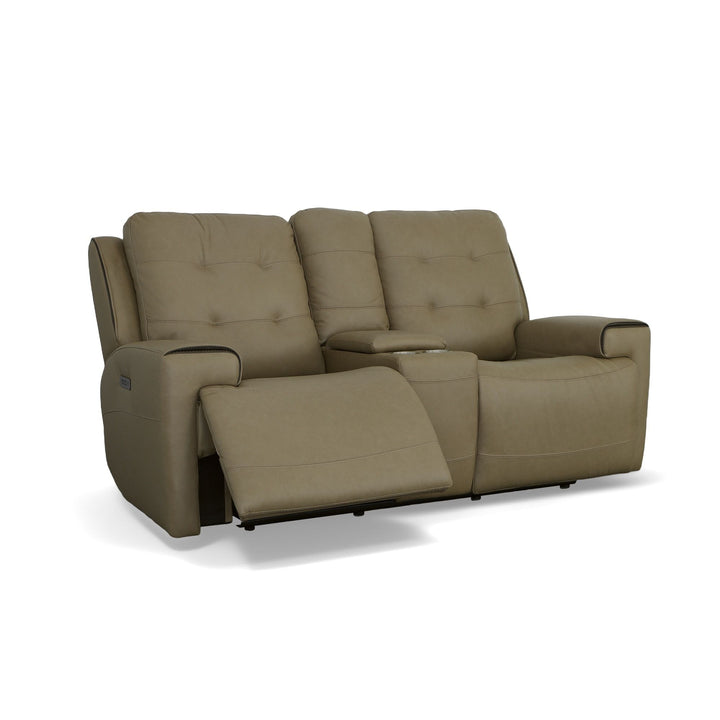 Iris Power Reclining Loveseat With Console &amp; Power Headrests Khaki