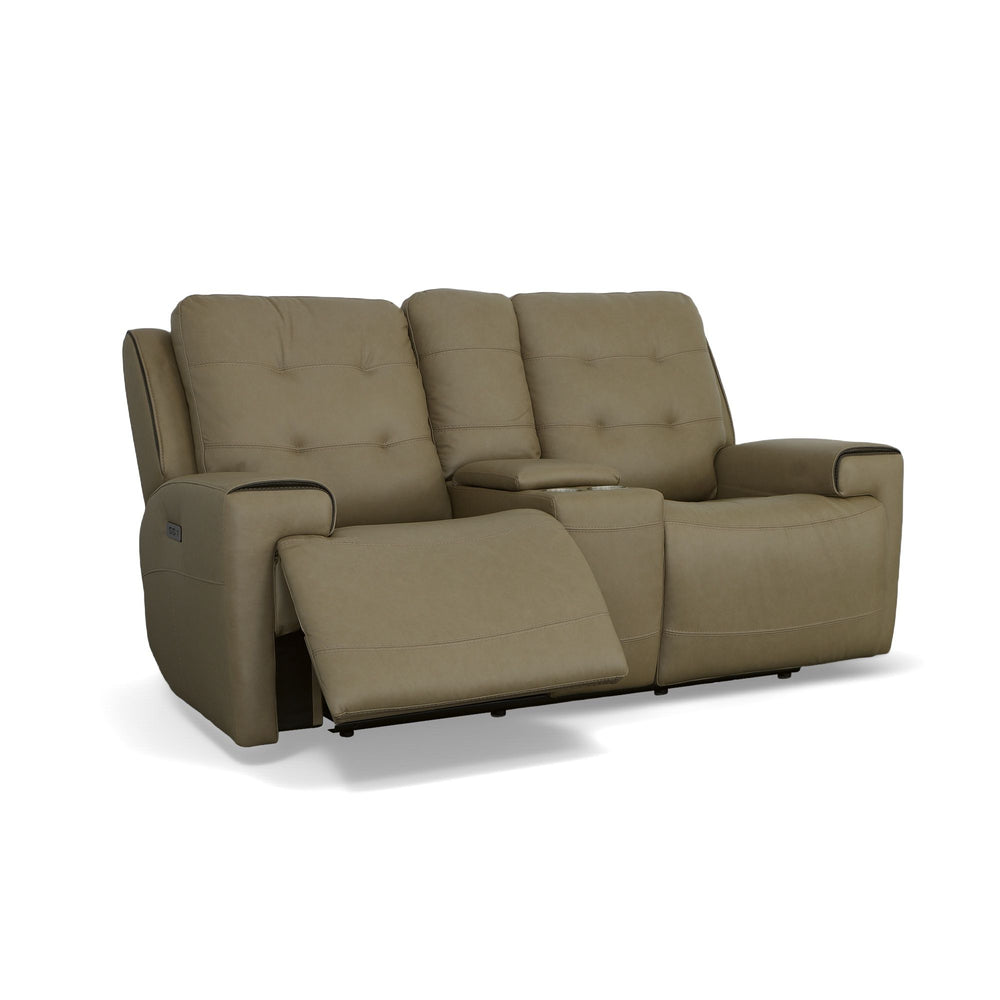 Iris Power Reclining Loveseat With Console & Power Headrests Khaki