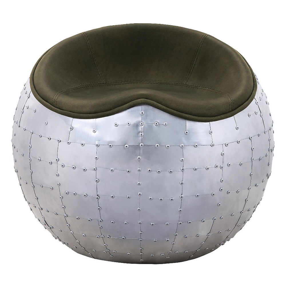 Brancaster - Ottoman - Antique Emerald Top Grain Leather & Aluminum