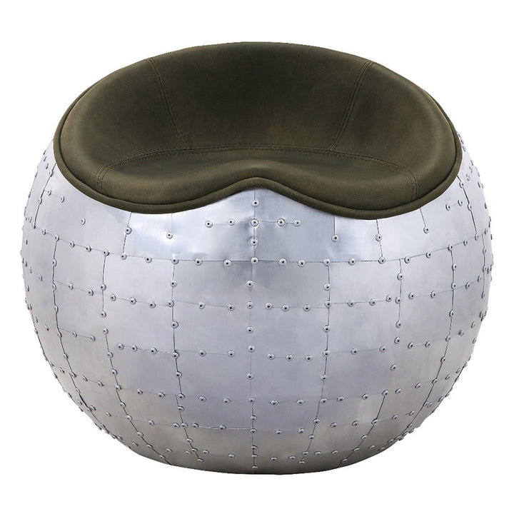 Brancaster - Ottoman - Antique Emerald Top Grain Leather & Aluminum