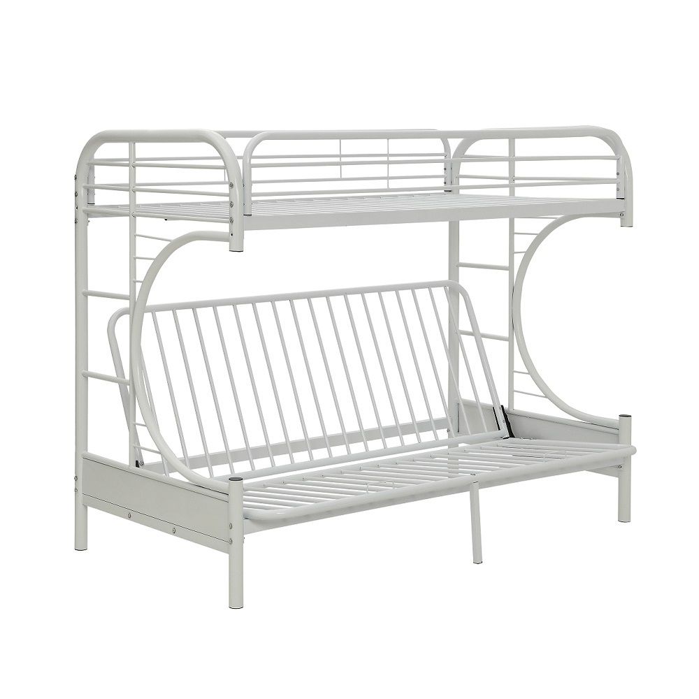 Eclipse - Twin Long/Queen Futon Bunk Bed - White