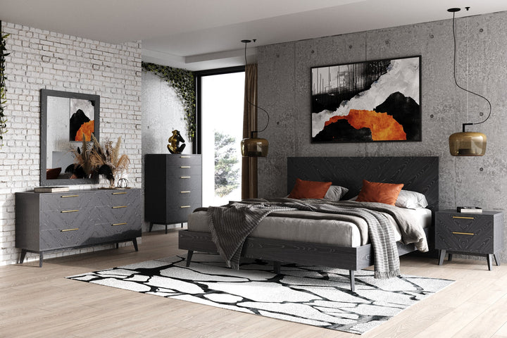 Diana - Eastern King Modern Grey Ash Bed