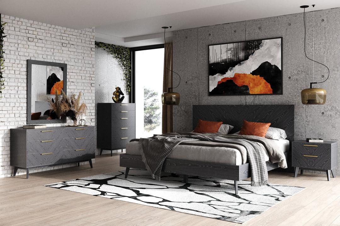 Diana - Eastern King Modern Grey Ash Bed