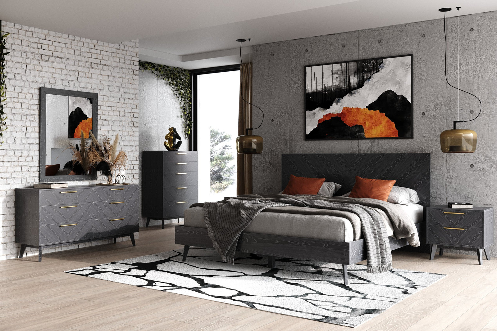 Diana - Modern Grey Ash Bed - View 3