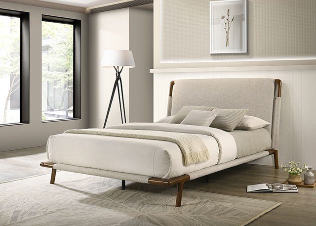 Didcot Modern Upholstered Platform Bed with Panel Headboard Platform Bed modern furniture Contempo Furniture
