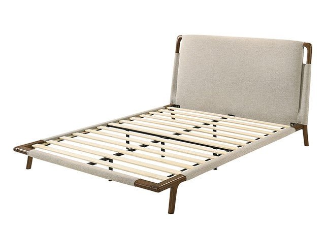 Didcot Modern Upholstered Platform Bed with Panel Headboard Platform Bed modern furniture Contempo Furniture