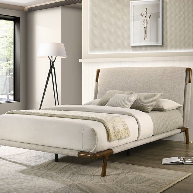 Didcot Modern Upholstered Platform Bed with Panel Headboard Platform Bed modern furniture Contempo Furniture