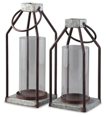Diedrick Lantern (Set of 2) - Dark Gray | Ashley Furniture