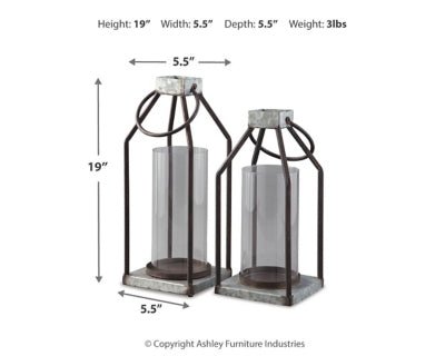 Diedrick Lantern (Set of 2) - Dark Gray Lanterns modern furniture Contempo Furniture