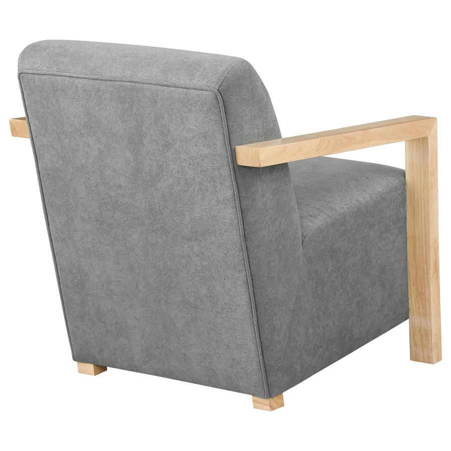 Diego - Upholstered Accent Arm Chair With Wood Arms - Gray Arm Chair modern furniture Contempo Furniture