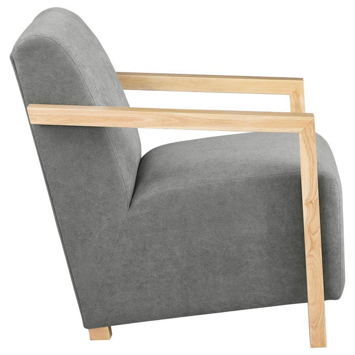 Diego - Upholstered Accent Arm Chair With Wood Arms - Gray Arm Chair modern furniture Contempo Furniture