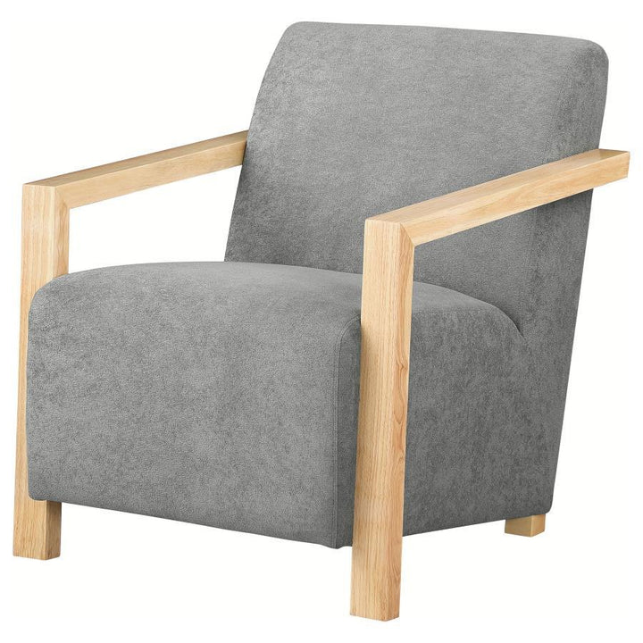 Diego - Upholstered Accent Arm Chair With Wood Arms - Gray Arm Chair modern furniture Contempo Furniture