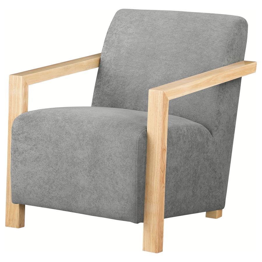 Diego - Upholstered Accent Arm Chair With Wood Arms - Gray Arm Chair modern furniture Contempo Furniture