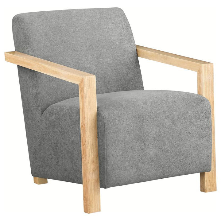 Diego - Upholstered Accent Arm Chair With Wood Arms - Gray Arm Chair modern furniture Contempo Furniture
