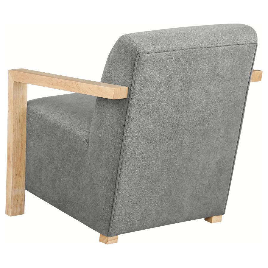 Diego - Upholstered Accent Arm Chair With Wood Arms - Gray Arm Chair modern furniture Contempo Furniture
